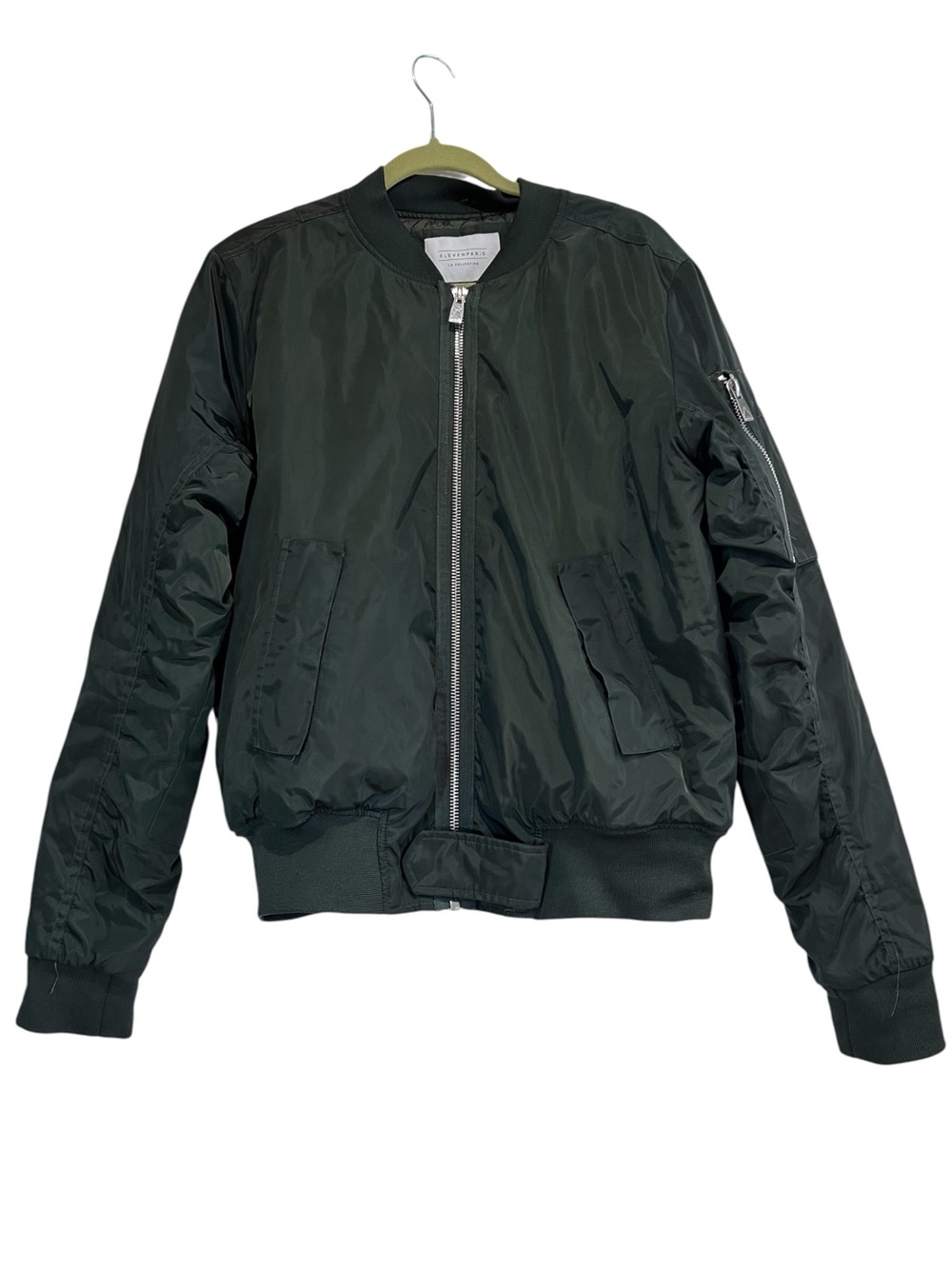 ELEVENPARIS LA Collection Olive Green Bomber Jacket Size Large L Full Zip Modern